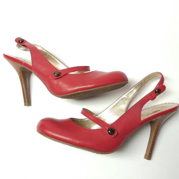 Jessica Simpson Shoes - New Jessica Simpson Slingback Heels Red Mary Jane
